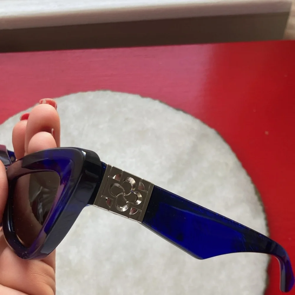 2025 Burberry Rose Blue Cateye Glasses x Silver Hardware NWT